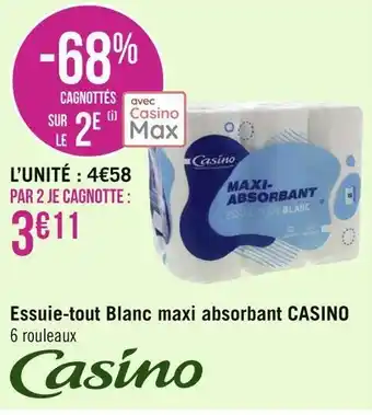 Géant Casino Casino essuie-tout blanc maxi absorbant offre