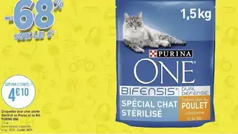 Géant Casino Purina one croquettes pour chat adulte stérilisé au poulet et au blé offre