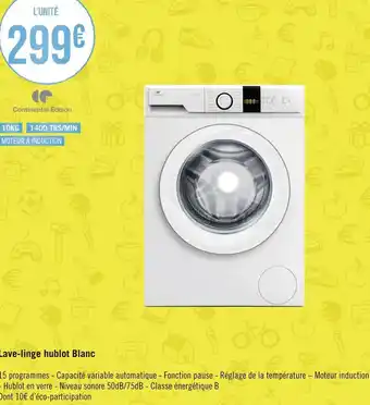 Géant Casino Continental edison lave-linge hublot blanc offre