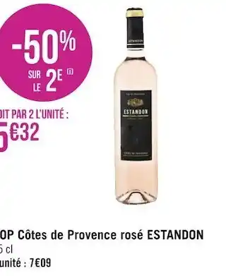 Géant Casino Estandon aop côtes de provence rosé offre