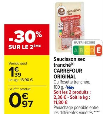 Carrefour Market Carrefour original saucisson sec tranché offre