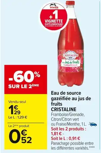 Carrefour Market Cristaline eau de source gazéifiée au jus de fruits offre