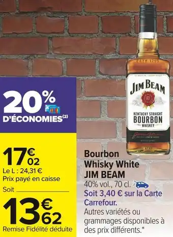 Carrefour Market Jim beam bourbon whisky white offre