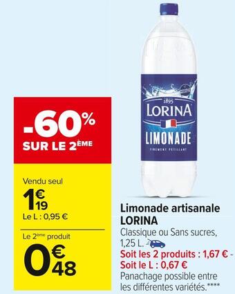Carrefour Market Lorina limonade artisanale offre