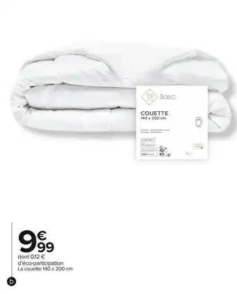Carrefour Market Tex home couette basic offre