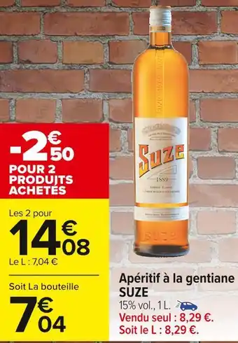 Carrefour Market Suze apéritif à la gentiane offre