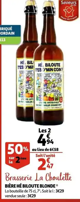 Auchan Bière He Biloute Blonde offre