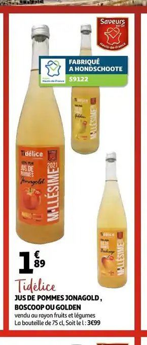 Auchan Jus de pommes Jonagold Boscoop Ou Golden offre