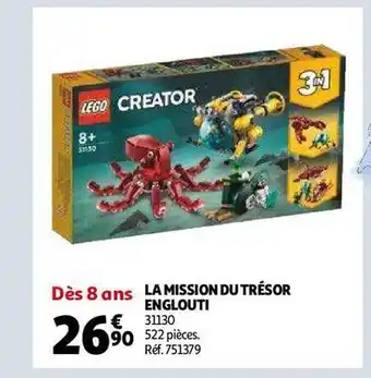 Auchan La mission du trésor englouti lego creator offre