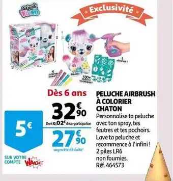 Auchan Peluche airbrush à colorier chaton offre