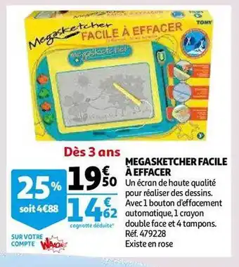 Auchan Mégasketcher facile à effacer offre