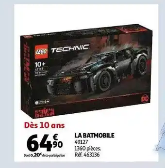 Auchan La batmobile lego technic offre