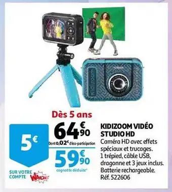 Auchan Kidizoom vidéo studio hd offre