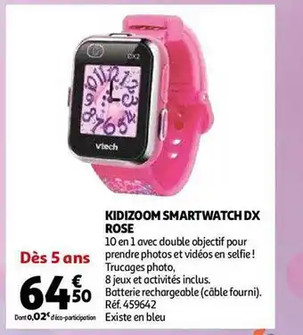 Auchan Kidizoom smartwatch dx rose vtech offre