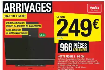 Hotte noire l. 90 cm amica