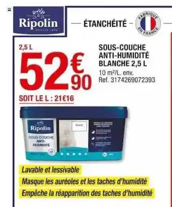 Brico Dépôt Sous-couche anti-humidité blanche 2,5l ripolin offre