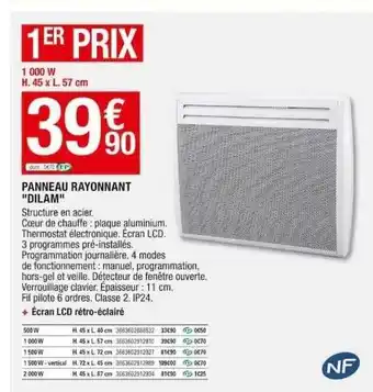 Brico Dépôt Panneau rayonnant offre