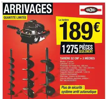 Brico Dépôt Tarière 52 cm³ + 3 mèches racing offre