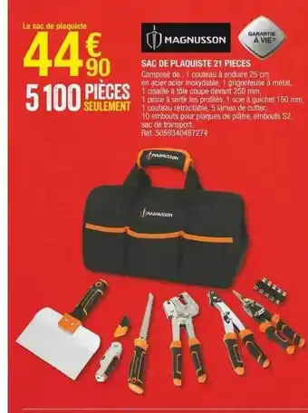 Brico Dépôt Sac de plaquiste 21 pièces magnusson offre