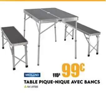 Narbonne accessoires Table pique-nique avec bancs midland offre