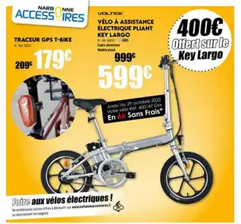 Narbonne accessoires Traceur gps t-bike, vélo à assistance électrique pliant key largo voltee offre