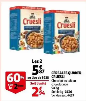 Auchan Céréales quaker cruesli offre