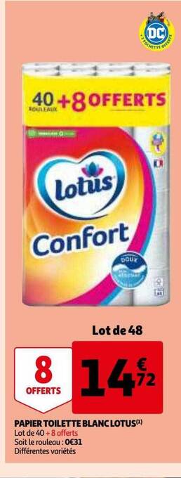 Auchan Papier toilette blanc lotus offre