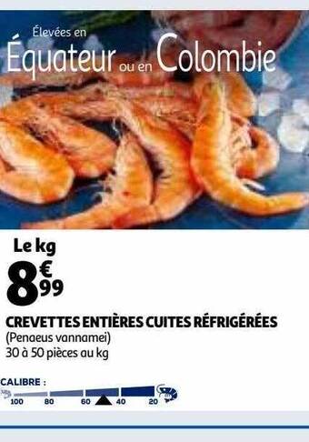 Auchan Crevettes entières cuites réfrigérées offre