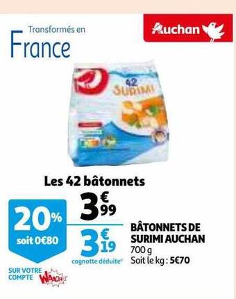 Auchan Bâtonnets de surimi auchan offre