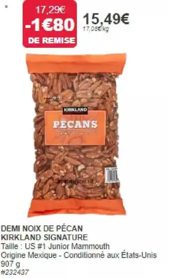 Costco Demi noix de pécan kirkland signature offre