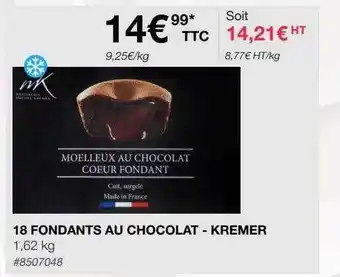 Costco 18 fondants au chocolat - kremer offre