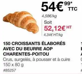 Costco 150 croissants élaborés avec du beurre aop charentes-poitou offre