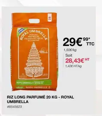 Costco Riz long parfumé 20 kg - royal umbrella offre