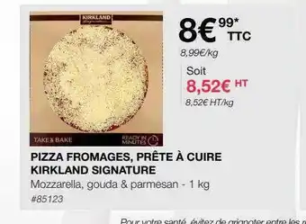 Costco Pizza fromages, prête à cuire kirkland signature offre