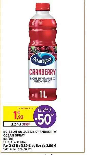 Intermarché Hyper Boisson au jus de cranberry océan spray offre