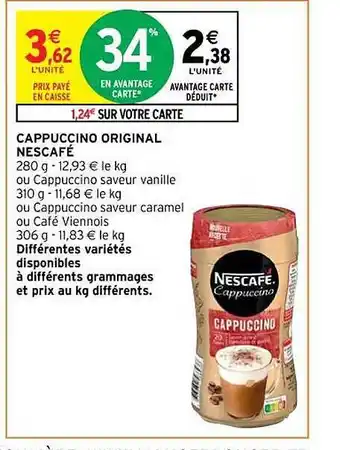 Intermarché Hyper Cappuccino original nescafé offre