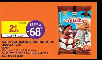 Intermarché Hyper Sachet halloween ourson guimauve chocolat lait cémoi offre