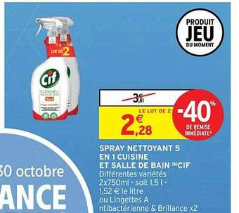 Intermarché Hyper Spray nettoyant 5 en 1 cuisine et salle de bain cif offre