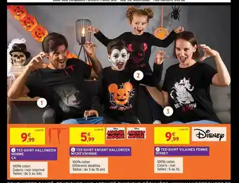 Tee-shirt halloween homme ça, tee-shirt enfant halloween mickey-minnie, tee-shirt vilaines femme disney