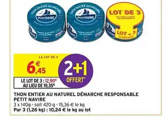 Intermarché Hyper Thon entier au naturel démarche responsable petit navire offre