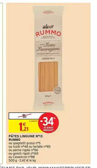 Intermarché Hyper Pâtes linguine n°13 rummo offre