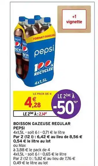 Intermarché Hyper Boisson gazeuse regular pepsi offre