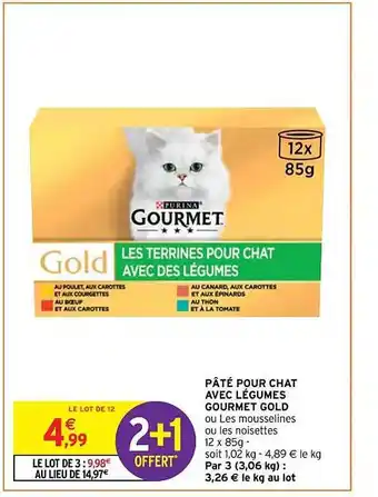 Intermarché Hyper Pâté pour chat avec légumes gourmet gold offre