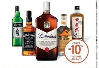 Intermarché Hyper William lawsons, jack daniel's, ballantine's, monkey shoulder, kaiji offre
