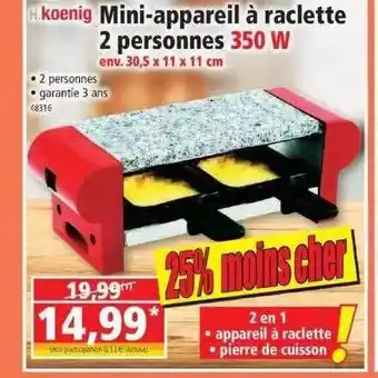 Mini-appareil Ă raclette 2 personnes 350w h.koenig