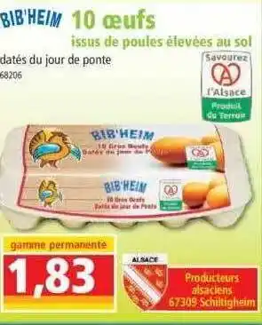 Norma 10 oeufs issus de poules élevées au sol bib'heim offre