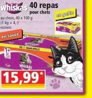 Norma 40 repas pour chats whiskas offre