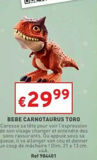 Trafic Bébé carnotaurus toro offre