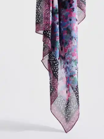 Foulard carré imprimé néo floral - rose