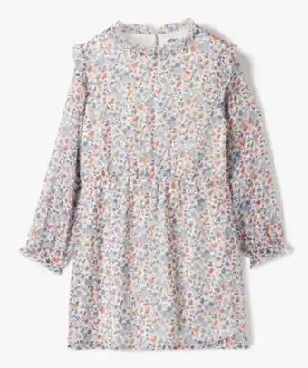 Robe fille à manches longues en voile imprimé et volants vue1 - gemo (enfant) - gemo